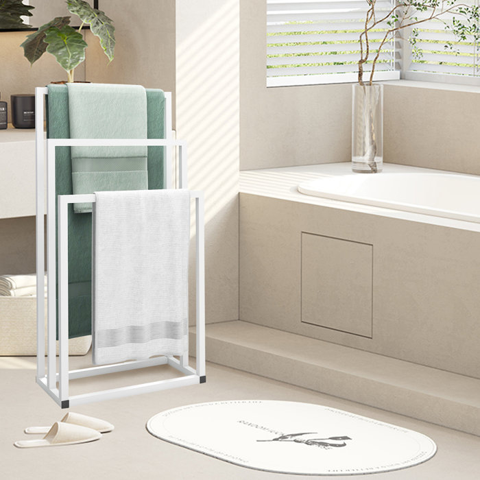 Rebrilliant Metal Freestanding 3-Tier Towel Rack Bathroom Towel Holder ...